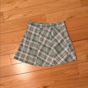 RSQ Plaid Skater Skirt in Green and White